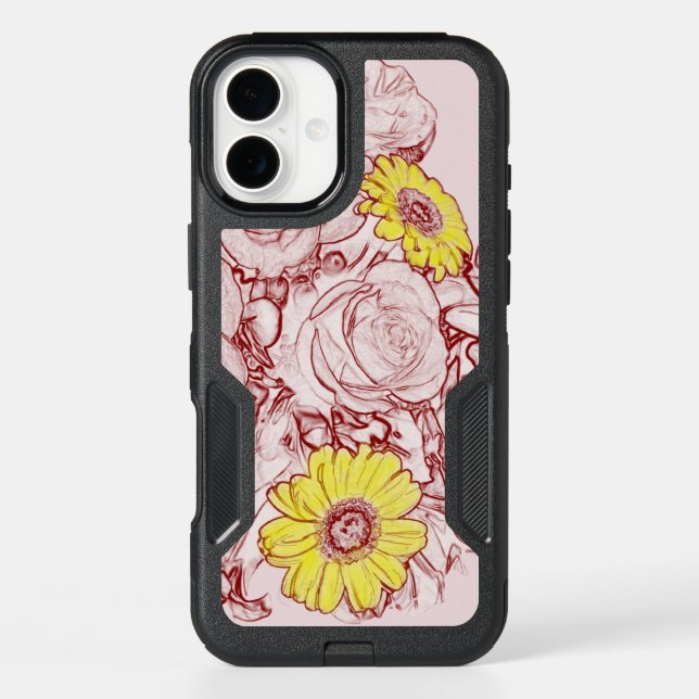 Terra Cotta Edged Bouquet | Flower Outlines Otterbox iPhone Case (Back)