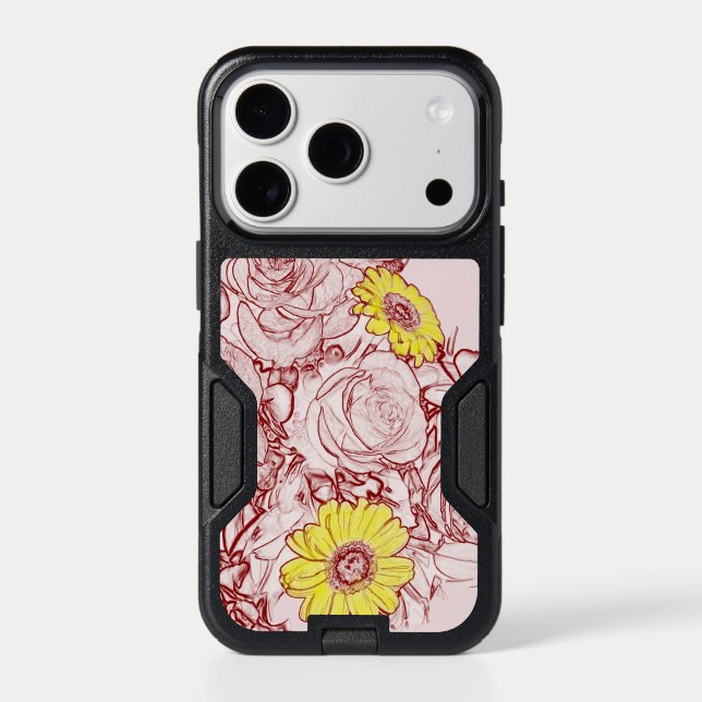 Terra Cotta Edged Bouquet | Flower Outlines Otterbox iPhone Case (Back)