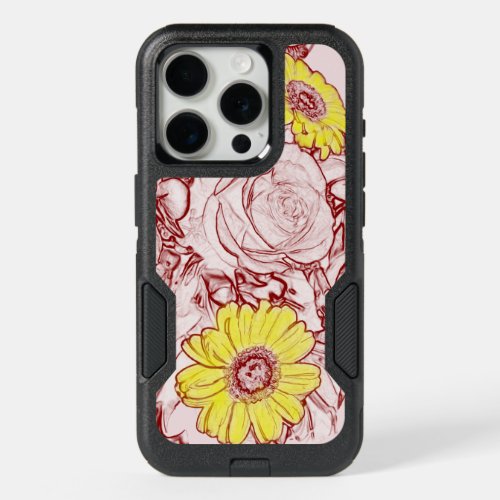 Terra Cotta Edged Bouquet  Flower Outlines iPhone 15 Pro Case