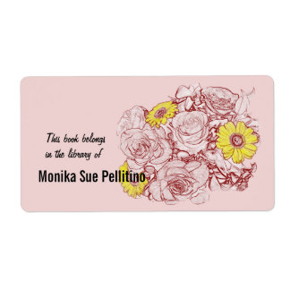 Terra  Cotta Edged Rose Daisy Bouquet Label