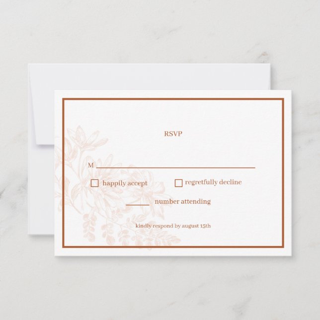 Terra Cotta Floral Simple Wedding RSVP Card (Front)