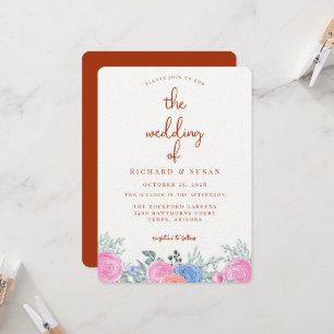 Terra Cotta Floral Wedding Invitation