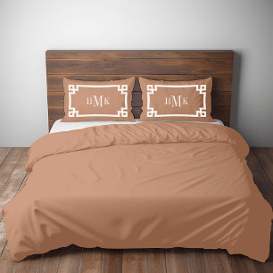 Terra Cotta Greek Key Monogram Standard Pillow Case