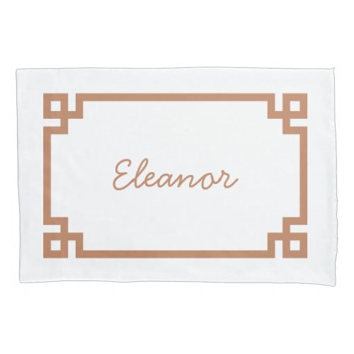 Terra Cotta Greek Key Monogram Standard Pillow Case