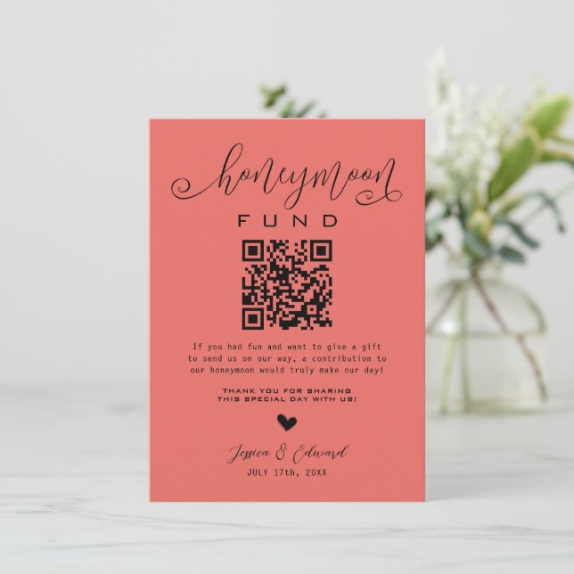  Terra Cotta Honeymoon Fund Qr Code Minimal Modern (Standing Front)