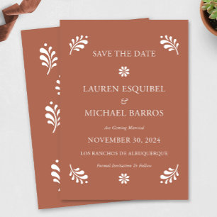 Terra Cotta Mexican Save The Date Invitation