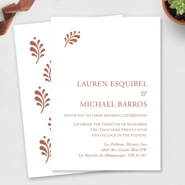 Terra Cotta Mexican Wedding Invitation (Terra Cotta Mexican Wedding Invitation by Fiesta Valley Print)