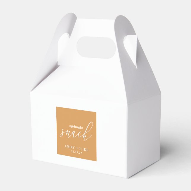 Terra Cotta Midnight Snack Custom Wedding Gable  Favor Boxes (Front Side)