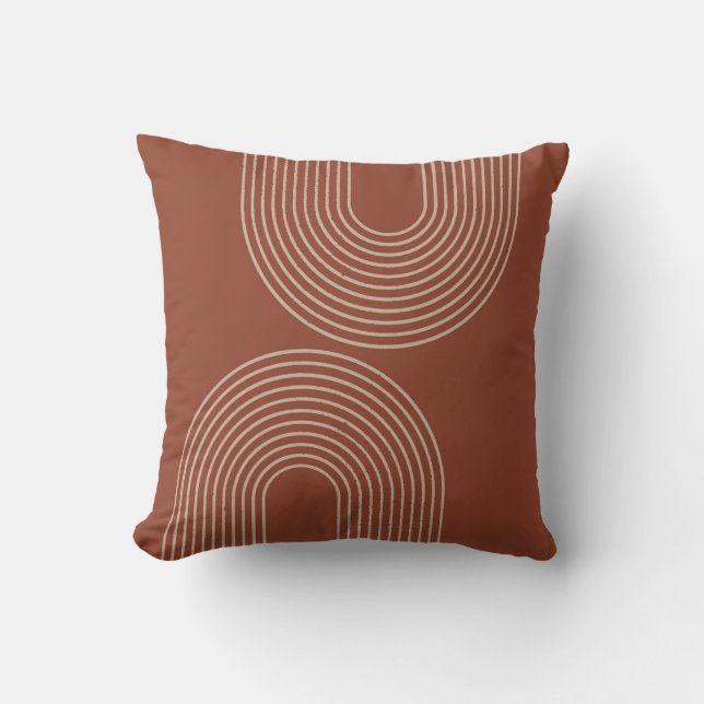 Terra Cotta Minimalist Abstract Throw Pillow (Front)