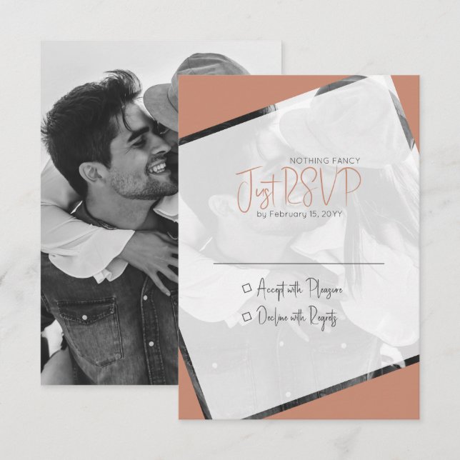 Terra Cotta Minimalist Modern Casual Wedding RSVP Card (Front/Back)