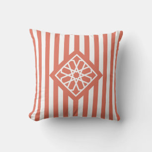 Terra Cotta Moroccan Zellige Flower Symbol Throw Pillow