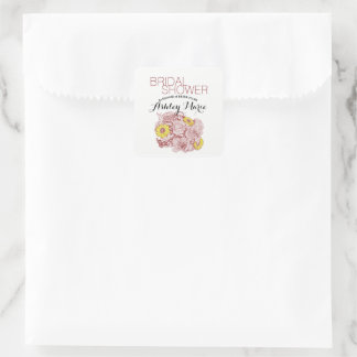 Terra Cotta Outlined Bouquet Artwork Square Sticker