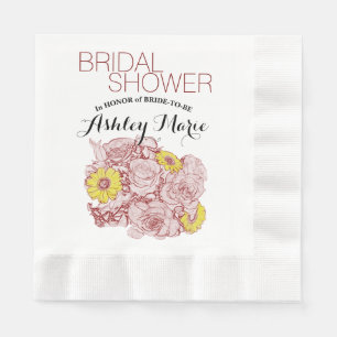 Terra  Cotta Outlined Bouquet Napkins