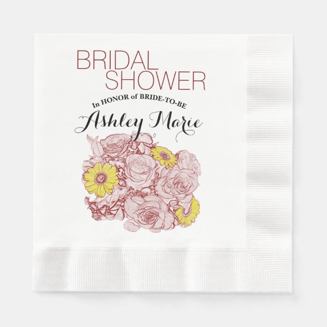 Terra  Cotta Outlined Bouquet Napkins (Front)