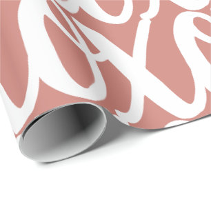 Terra Cotta Pink White Pattern Wrapping Paper