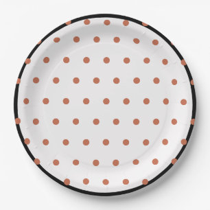 Terra Cotta Polka Dots Black Trim Paper Plates