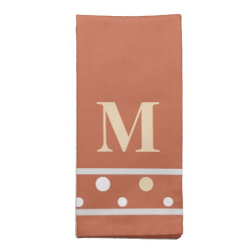 Terra Cotta Sand Grey Polka Dots Monogram Cloth Napkin