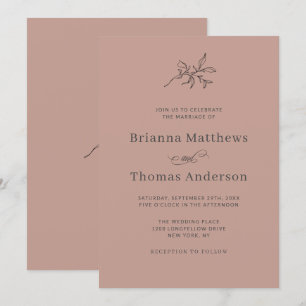 Terra Cotta Simple Elegant Fall Wedding Invitation
