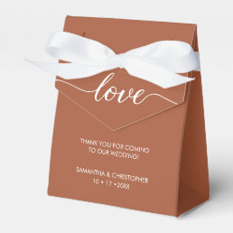 Terra cotta Simple &amp; Elegant Love Wedding ScrIpt Favor Boxes