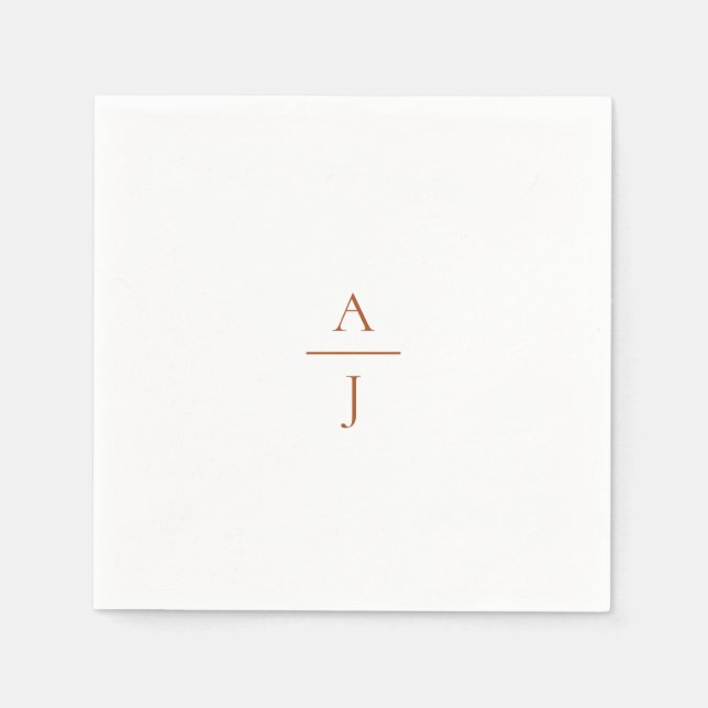 Terra Cotta Simple Monogram Wedding Napkins (Front)