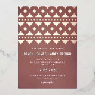 Terra Cotta Southwest Gleam Wedding Foil Invitation