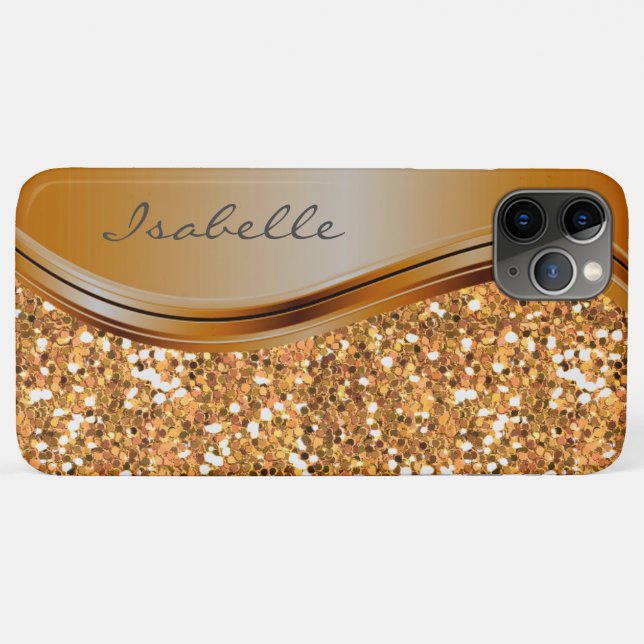 Terra Cotta Sparkle Glam Bling Personalized Metal  Case-Mate iPhone Case (Back (Horizontal))
