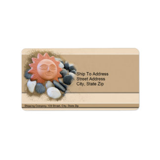 Terra Cotta Sun On Sand And Rocks Label