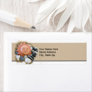 Terra Cotta Sun On Sand And Rocks Personalized Label