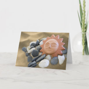 Terra Cotta Sun With Rocks And Sand Letterpress Thank You Card