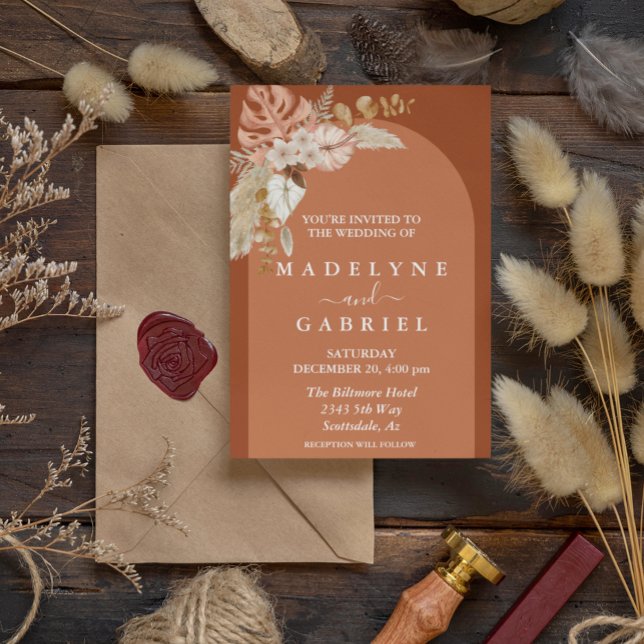 Terra Cotta Tropical Boho Bouquet Arch Invitation (Creator Uploaded)