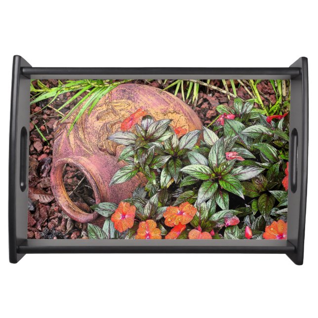"TERRA COTTA VASE AMONG GARDEN FLOWERS" SERVING TRAY (Front)