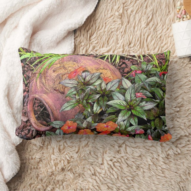 "TERRA COTTA VASE ON ITS SIDE IN GARDEN" LUMBAR PILLOW (Blanket)