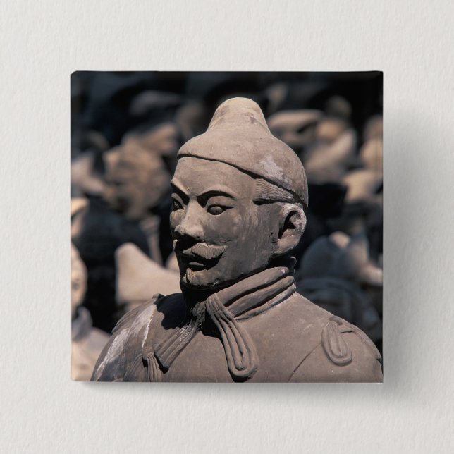 Terra Cotta warriors in Emperor Qin Shihuang's 2 Button (Front)