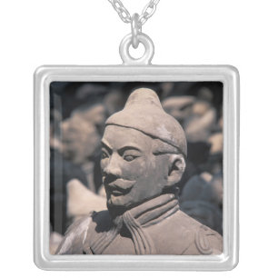 Terra Cotta warriors in Emperor Qin Shihuang's 2 Silver Plated Necklace