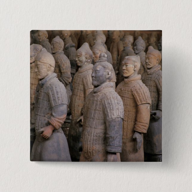 Terra Cotta warriors in Emperor Qin Shihuang's Pinback Button (Front)