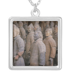 Terra Cotta warriors in Emperor Qin Shihuang's Silver Plated Necklace