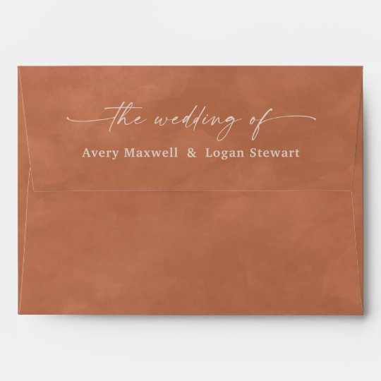 Terra Cotta Watercolor A7 5x7 Wedding Invitation Envelope