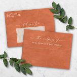 Terra Cotta Watercolor A7 5x7 Wedding Invitation Envelope<br><div class="desc">Watercolor in Terra Cotta A7 5x7 inch Wedding Envelopes (other sizes to choose from). This modern wedding envelope design has a beautiful watercolor texture, and rich colors that are perfect for fall. Shown in the Terracotta colorway. With a gorgeous signature script font with tails, the ethereal watercolor wedding collection is...</div>
