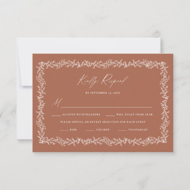 Terra Cotta Wedding Invitation RSVP Response Card (Front)