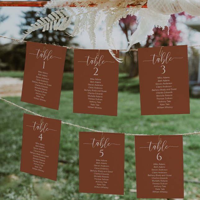 Terra Cotta Wedding Table Seating Chart Card  (Creator Uploaded)