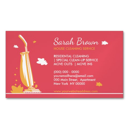 Terra Girly Vacuum Cleaner House Cleaning Services Business Card Magnet