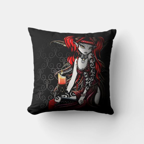 Terra Gothic Red Tribal Tattoo Fairy Throw Pillow