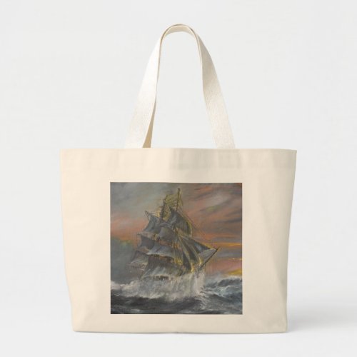 Terra Nova heads into a fierce Gale Dawn Large Tote Bag