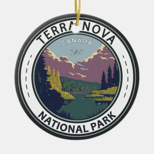 Terra Nova National Park Canada Vintage Badge Ceramic Ornament