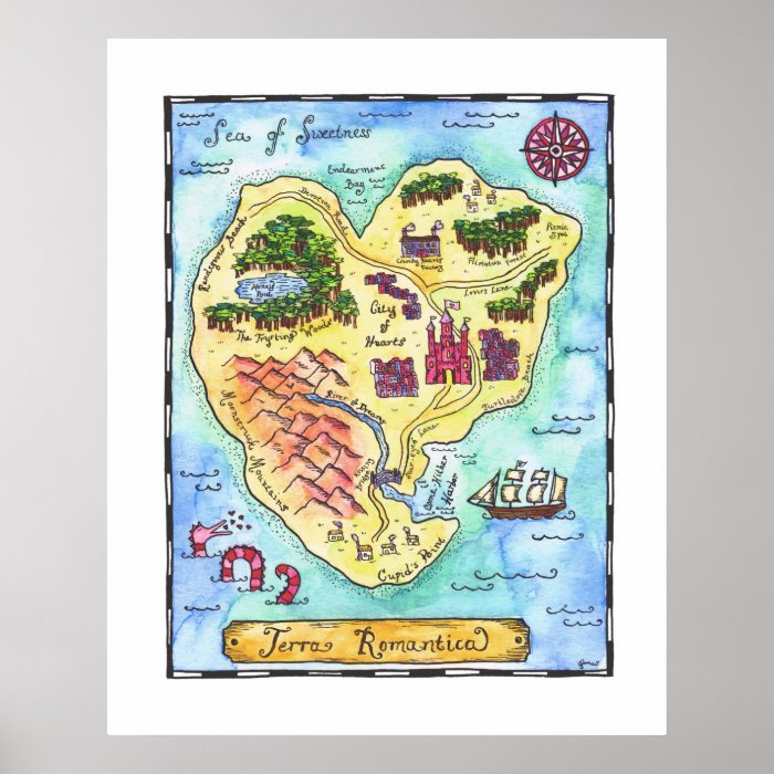 Terra Romantica Fantasy Map Poster