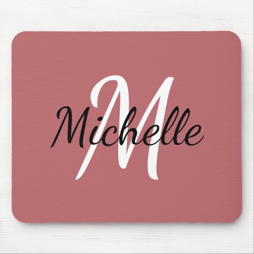 Terra Rosa Red & White Monogram Add Your Name Mouse Pad