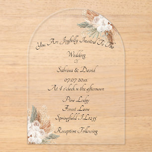 Terraccota & Cream Flowers Wedding Acrylic Invitations