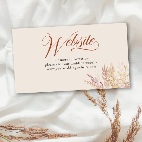 Terraccotta Cream Botanical Wedding Website Enclosure Card