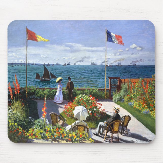 Terrace at Sainte Adresse, Claude Monet Mouse Pad (Front)