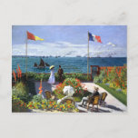 Terrace at Sainte Adresse, Claude Monet Postcard<br><div class="desc">Terrace at Sainte Adresse, 1867. Terrace at Sainte Adresse by Monet expresses all the euphoria of a fine summer's day. The red of the gladioli contrasts with the blue of the sea, specked with sailing boats, and in the distance are silhouetted the big streamers making for the harbour at Le...</div>